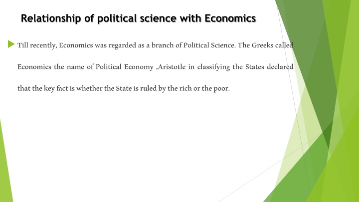 relationship of political science with economics n.w