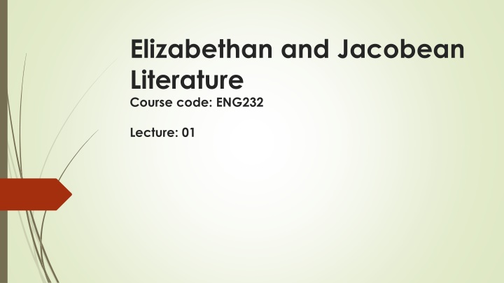 elizabethan and jacobean literature course code n.w