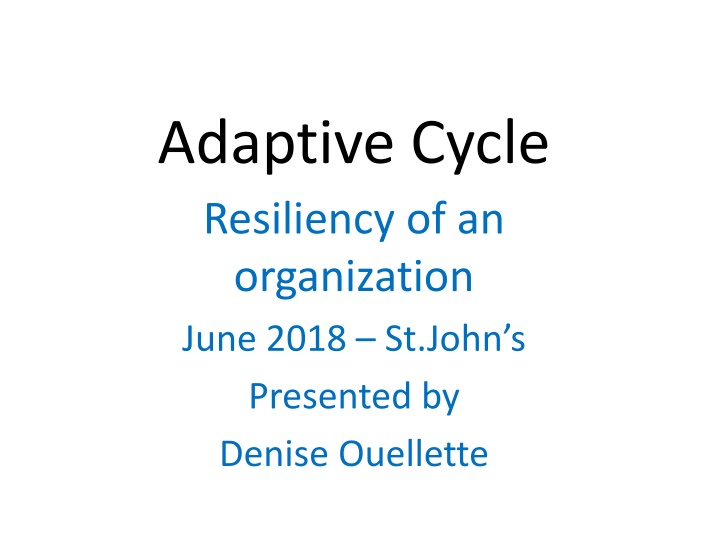 adaptive cycle resiliency of an organization june n.w