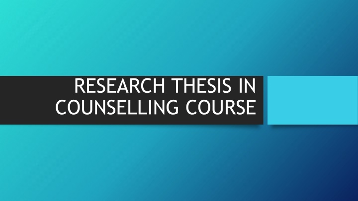 research thesis in counselling course n.w