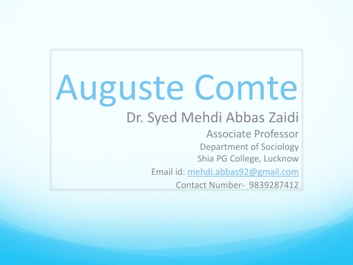 Auguste Comte: Three Stages of Human Knowledge