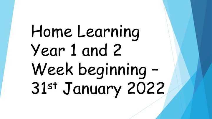 home learning year 1 and 2 week beginning n.w