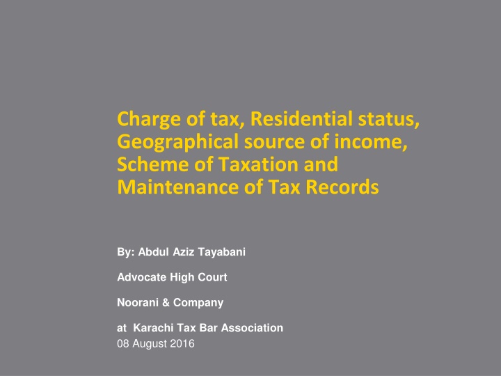 Fundamental Principles of Taxation in Pakistan
