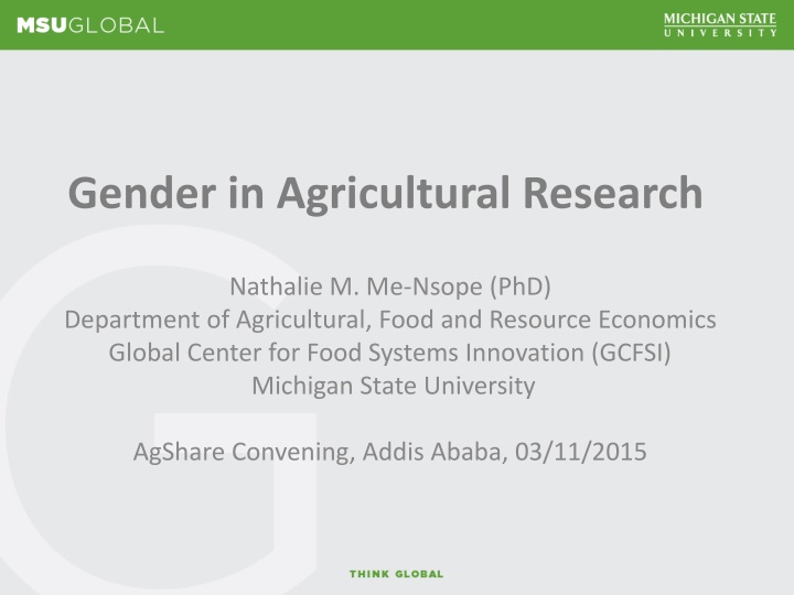 gender in agricultural research n.w