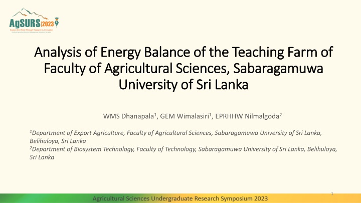 analysis analysis of energy balance n.w