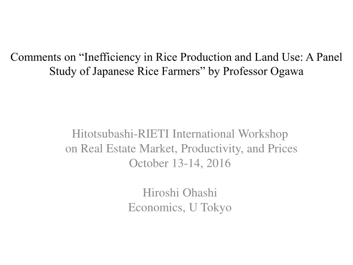 comments on inefficiency in rice production n.w