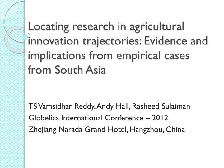 locating research in agricultural innovation n.w