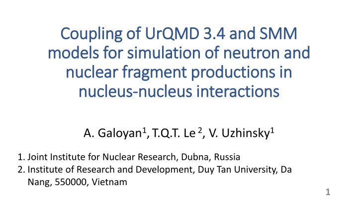 coupling of urqmd 3 4 and smm coupling of urqmd n.w