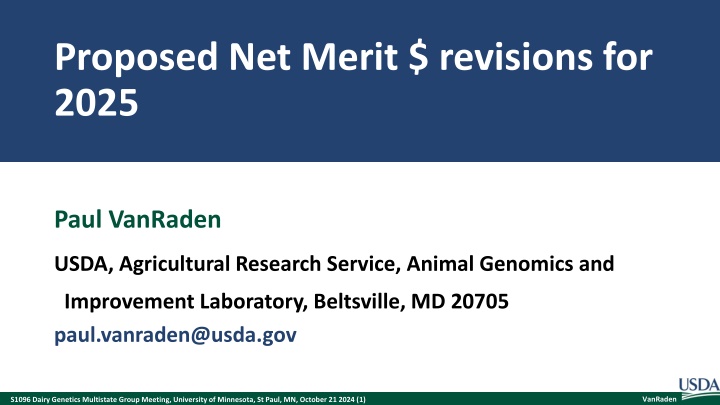 Proposed Net Merit Revisions for 2025 by Paul VanRaden