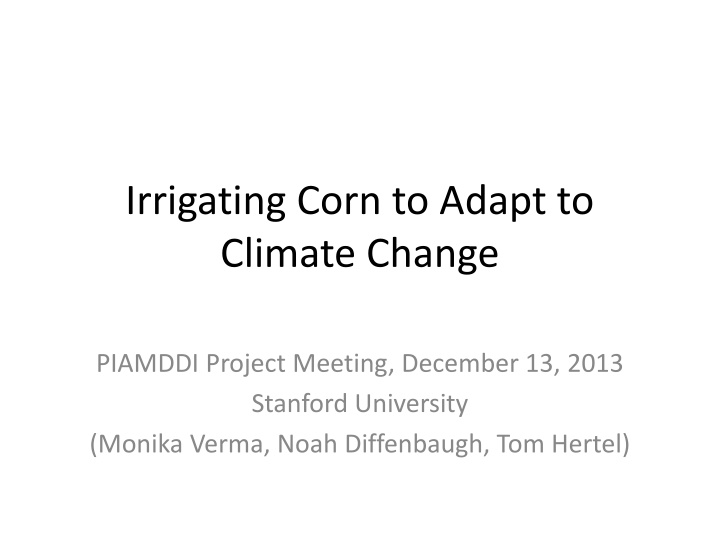 irrigating corn to adapt to climate change n.w