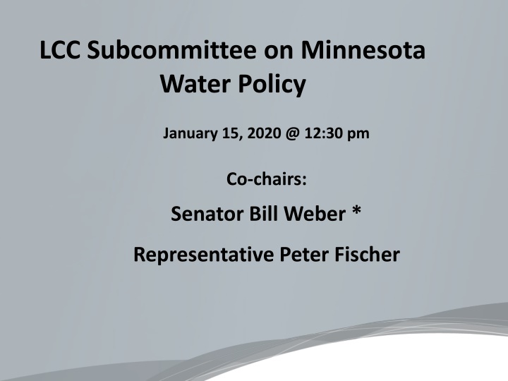 Minnesota Water Policy Subcommittee Meeting Agenda