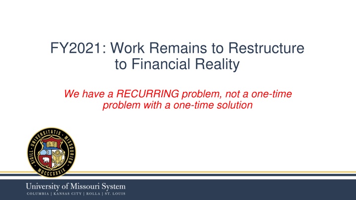 fy2021 work remains to restructure to financial n.w