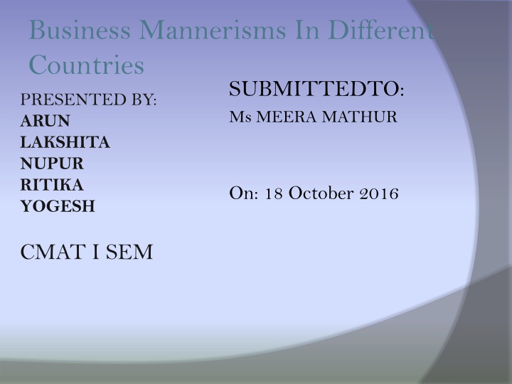 business mannerisms in different countries n.w