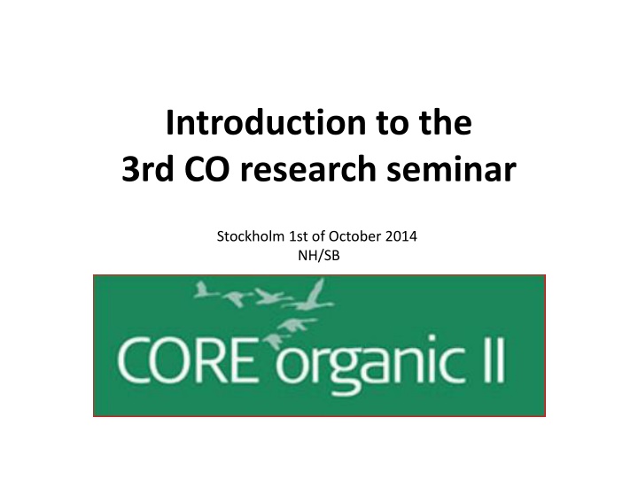 introduction to the 3rd co research seminar n.w