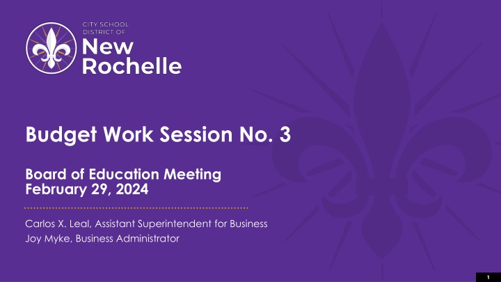 Budget Work Session No. 3 - Board of Education Meeting