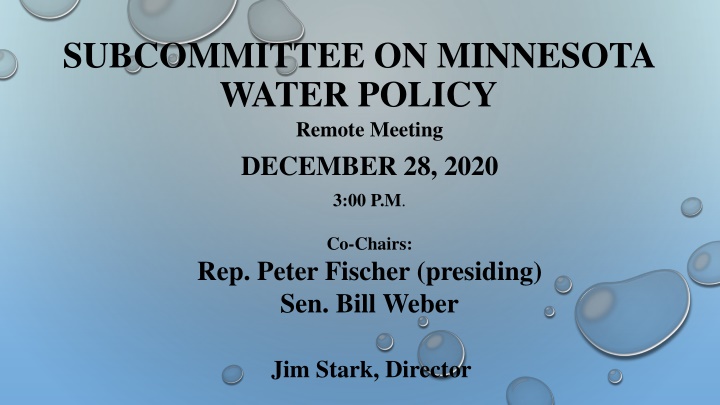 Minnesota Water Policy Subcommittee Meeting Agenda
