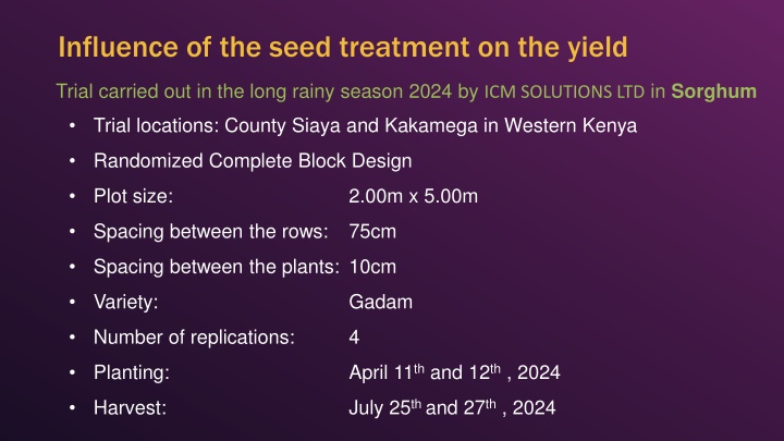 Influence of Seed Treatment on Yield in Claire Trial Western Kenya