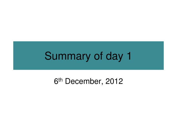 summary of day 1 n.w