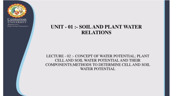 Concept of Water Potential in Plants