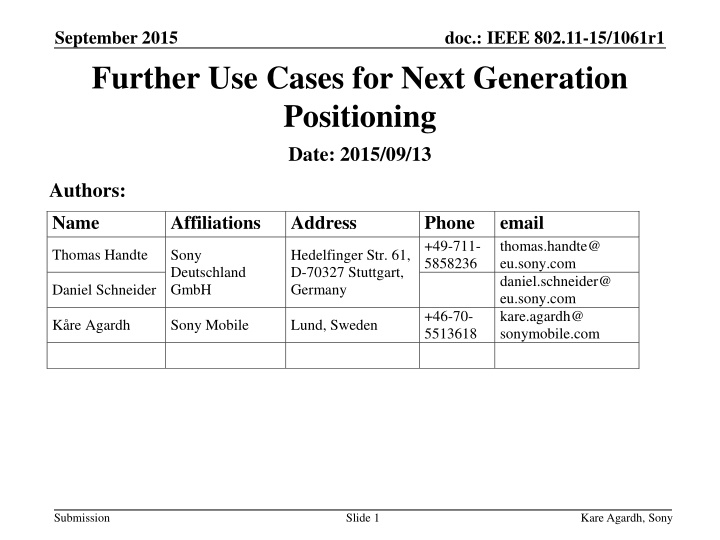 september 2015 further use cases for next n.w