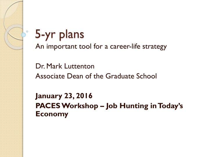 5 yr plans an important tool for a career life n.w