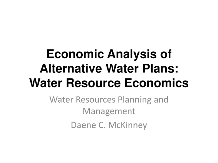 economic analysis of alternative water plans n.w