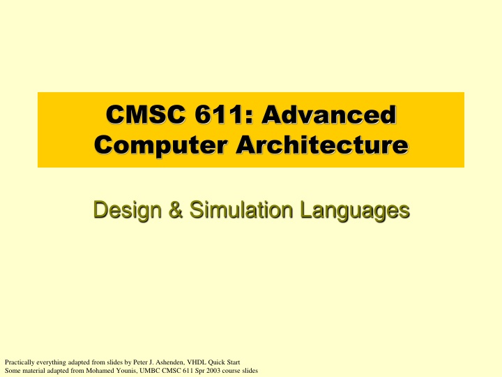 cmsc 611 advanced computer architecture n.w