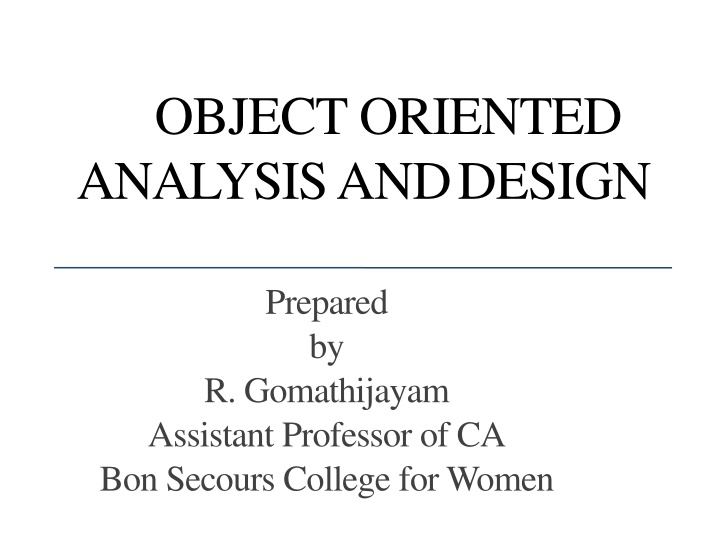 object oriented analysis and design n.w
