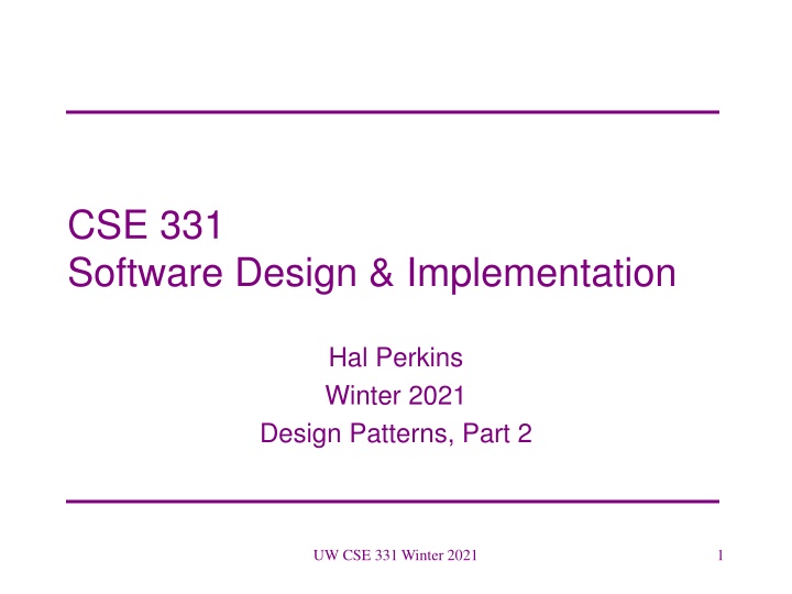 cse 331 software design implementation n.w