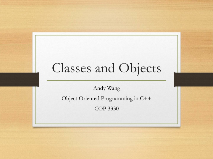 Object-Oriented Programming in C++: Classes and Objects Overview