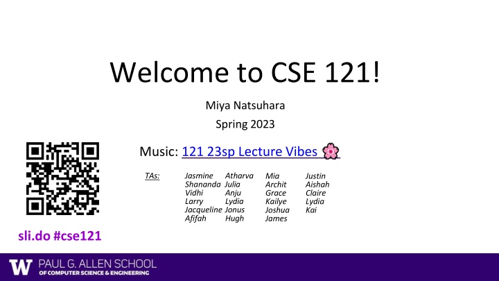 welcome to cse 121 n.w