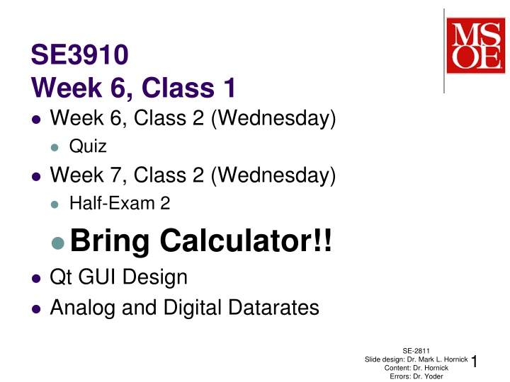se3910 week 6 class 1 week 6 class 2 wednesday n.w