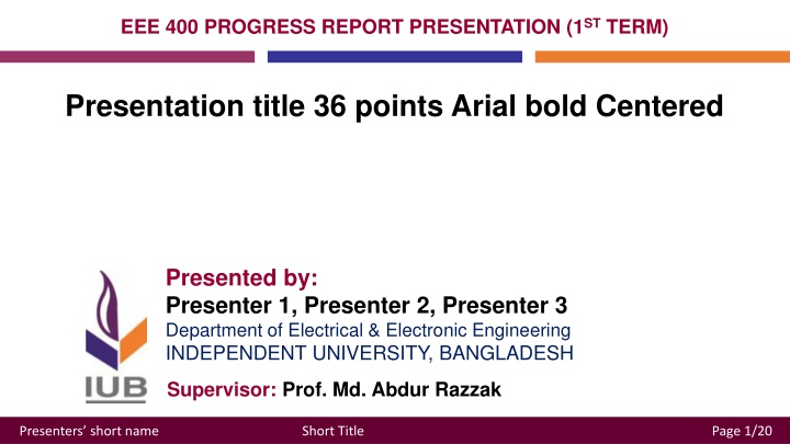 eee 400 progress report presentation 1 st term n.w