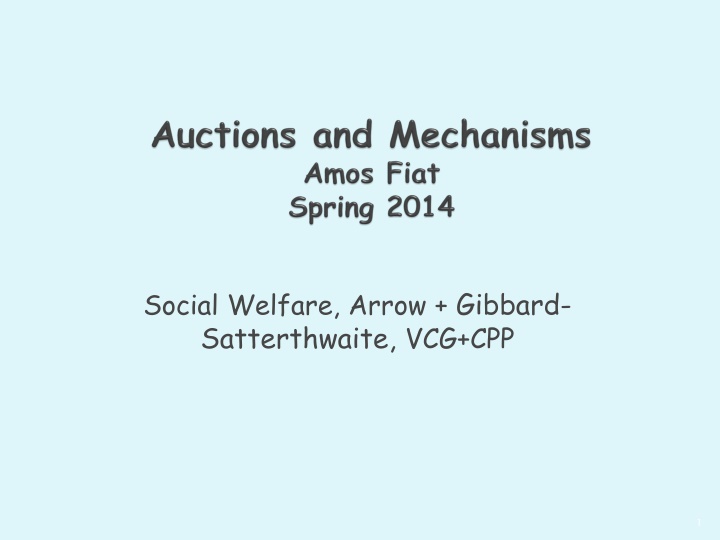social welfare arrow gibbard satterthwaite vcg cpp n.w