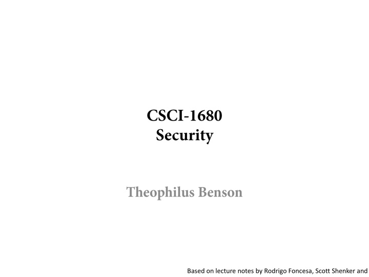 based on lecture notes by rodrigo foncesa scott n.w