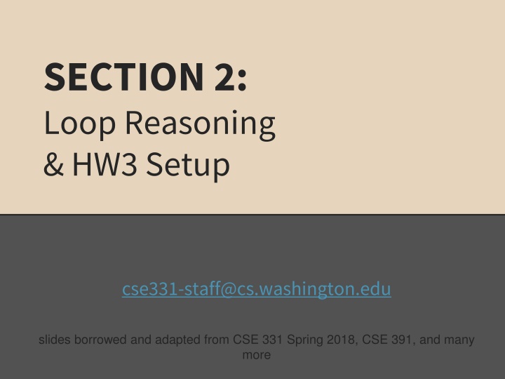 section 2 loop reasoning hw3 setup n.w