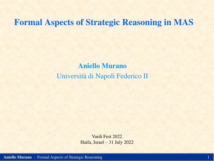 formal aspects of strategic reasoning in mas n.w