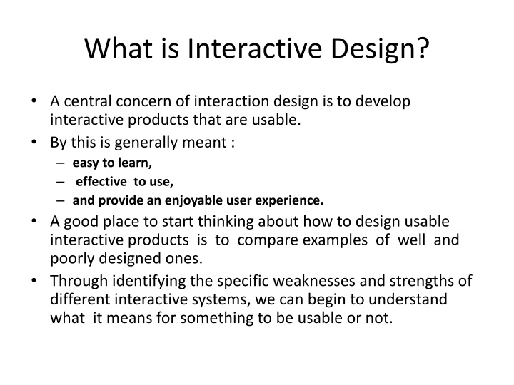 Interactive Design: Developing Usable Products