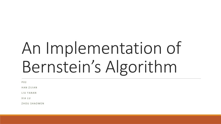 an implementation of bernstein s algorithm n.w