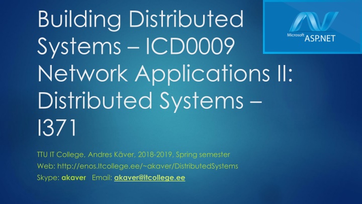 building distributed systems icd0009 network n.w