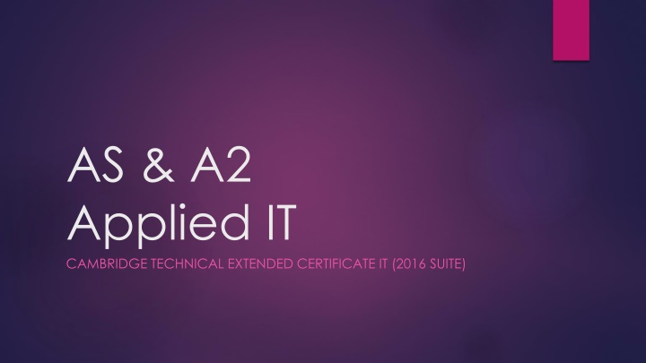 Applied IT Cambridge Technical Extended Certificate