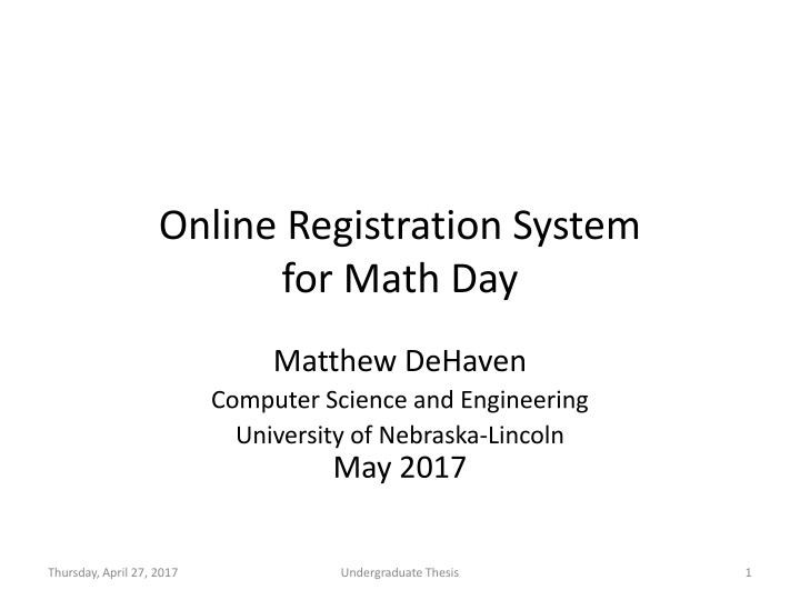 online registration system for math day n.w
