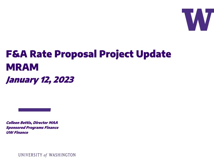 f a rate proposal project update mram january n.w
