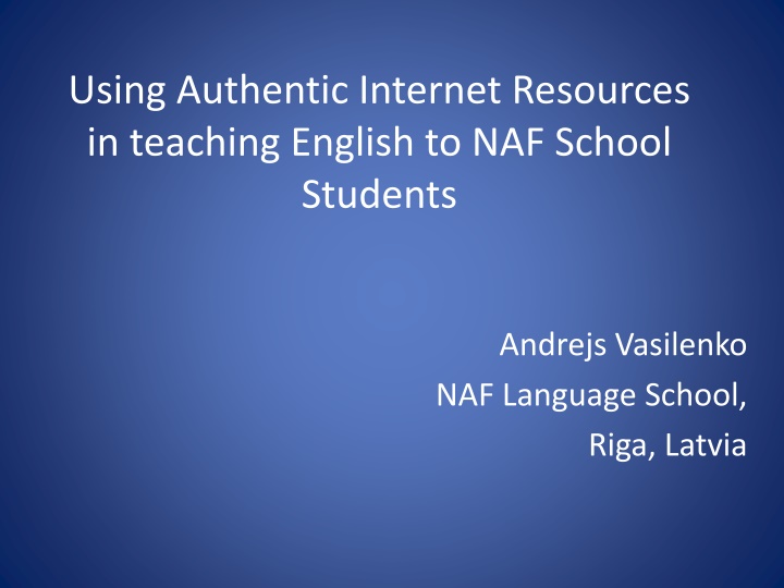 using authentic internet resources in teaching n.w