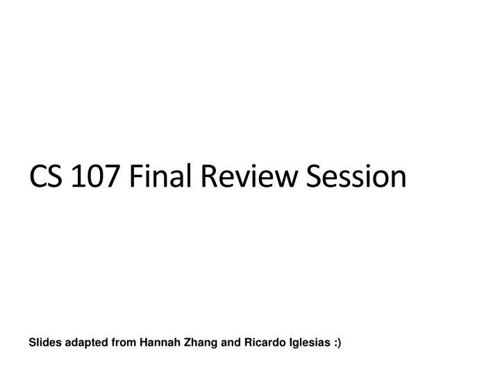 cs 107 final review session n.w