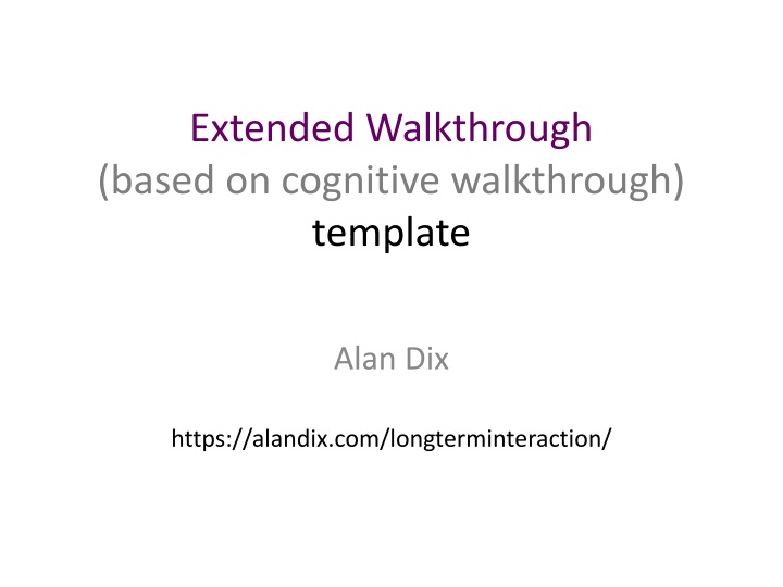 extended walkthrough based on cognitive n.w