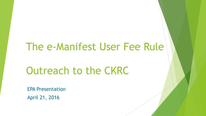 the e manifest user fee rule n.w