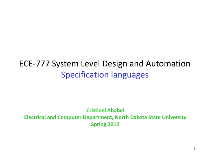 ece 777 system level design and automation n.w