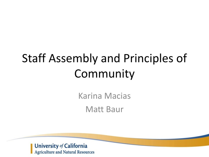 staff assembly and principles of community n.w