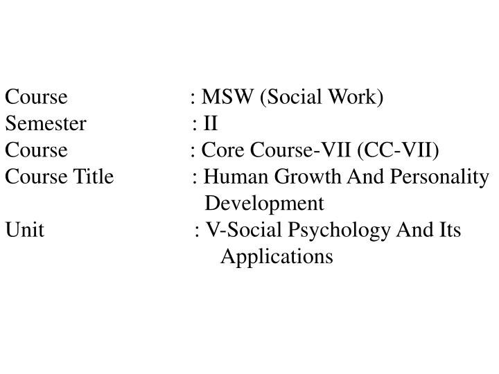 course msw social work semester ii course core n.w